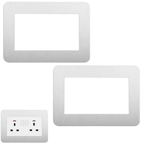 2Pcs Double Light Switch Sticker, Surround Single Light Switch Cover,Surround Light Switch Cover Protector Wall Socket Stickers, WallFor Home Wall Switch Decoration(Silver, 14.6cm*8.6cm)