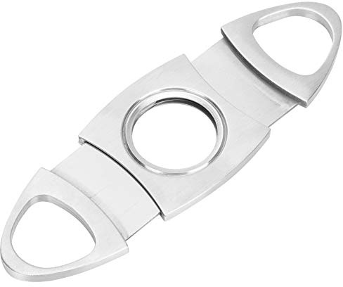 Smandy Coupe-cigare en Acier Inoxydable avec Ciseaux à Double Lame pour une Coupe Précise des Cigares, Accessoires pour Fumer, Argent 38x92mm