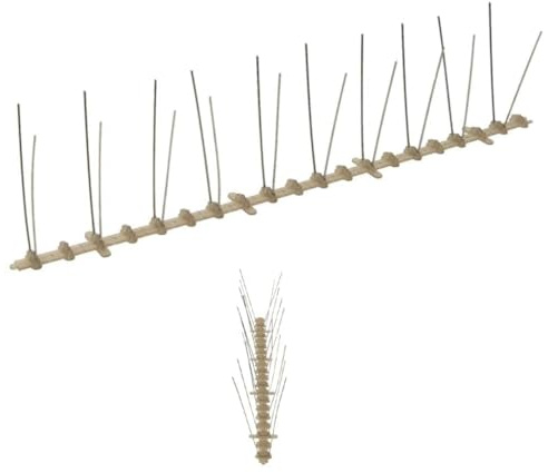 Ziaphsol Set di 20 punte repellenti per uccelli, 10 m, in plastica e acciaio inox, 2 file, pannelli spinati 50 x 2,5 cm, per giardino, cortile, balcone, per allontanare animali di uccelli e gatti