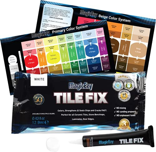 MagicEzy Tile Fix: Ceramic Tile Scratch Repair | Porcelain Crack Repair | Touch Up Tile Filler for Bathroom Floor Tiles (White)