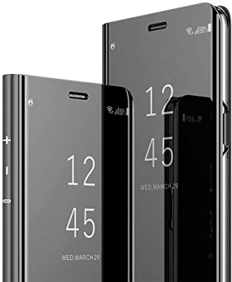 MRSTER Schutzhülle für Samsung Note 9, Spiegel-Schutzhülle, Flip-Case, Mirror Smart View Standing 360 ° Schutzhülle für Samsung Galaxy Note 9, Flip Mirror: Schwarz