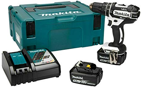 Makita DHP482RTWJ 18V Li-ion LXT Combi Drill with 2 x 5Ah Batteries & Charger, 18 V