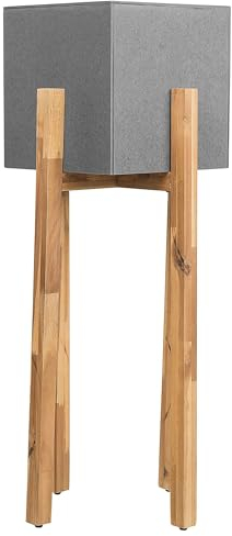Beliani Cache-Pot Cube avec Pieds en Bois 30 x 30 x 95 cm Pot de Fleurs Gris en Fibre de Ciment au Design Industriel Idéal pour Extérieur et Intérieur