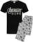 Marvel The Avengers Pyjamas For Men | Logo Grey Lounge Pants & Black T-Shirt Set | Superhero Gifts Merchandise
