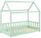 Juskys Kinderbett Marli 80 x 160 cm mit Rausfallschutz, Lattenrost und Dach - Hausbett für Kinder aus Massivholz - Bett in Mint-Grün