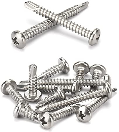 ANSIEDIO Self Drilling Screws Self Tapping Screw Cross Round Head Drill Tail Metal Screws, M4.8×16mm,20 pcs