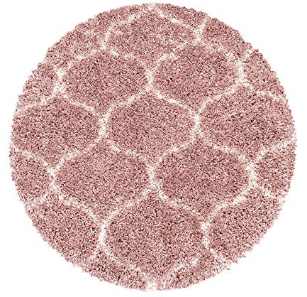Carpettex Hochflor Teppich - Wohnzimmer Shaggy Flokati Modern Skandinavisch Design 160 cm Rund Rosa - Schlafzimmer Weich Flauschig Waschbar - Küche Esszimmer Langflor
