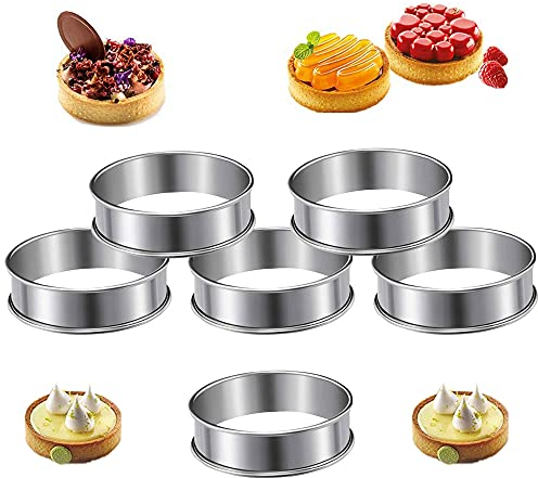 Cercle Tartelette, Cercle Patisserie, 6 pcs Moule AntiadhéSifs,Anneau de Mousse PerforéE pour Gateau,Cercles à Tarte Double Roulés, Cercle a Tartelette