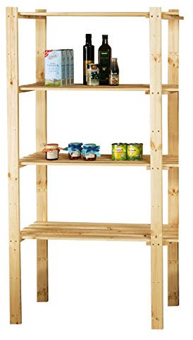Szagato Holzregal Grundregal massiv HxBxT: 170x85x40 cm, 4 Böden, Marke, Made in Germany (Echtholz-Regal Kellerregal Ordnerregal Lagerregal Wohnregal, Regal für Wohnraum, Kinderzimmer, Schulen)