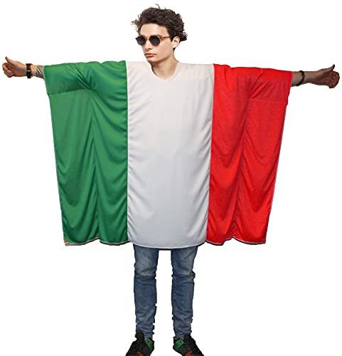 Adults Patriotic Sports Supporters Country National Flag Poncho Fancy Dress [Italy]