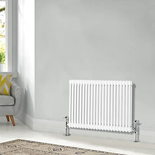 Blümme Traditional 600 x 1010mm Horizontal Cast Iron Radiator Central Heating Radiators Double Column White
