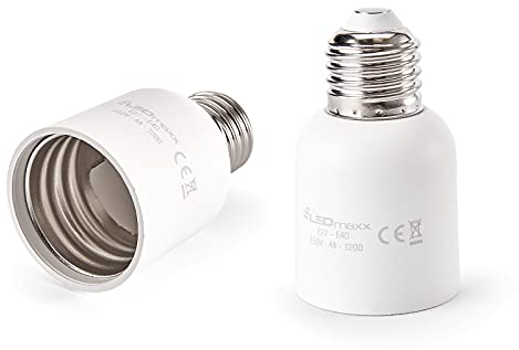 Lampenfassung Adapter Konverter Sockel Weiß E27 auf E40 für gängige Leuchtmittel (LED, Halogen, Sparlampe)