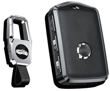 HIBEYO Schlüsselhülle passt für Volvo Smart Autoschlüssel Hülle Schutzhülle Cover für Volvo XC60 XC70 XC90 C30 S60 S80 S90 V60 V70 V90 Schlüsselbox Schlüsselanhänger Leder Seitliche Tasten-Schwarz