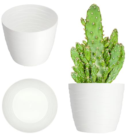 KADAX Pot de fleurs en plastique - Diamètre : 11 à 19 cm - 7 couleurs - Simple - Pot de fleurs moderne - Protection robuste - Diamètre : 15 cm - Blanc