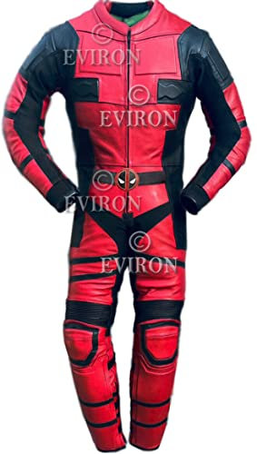 Eviron Tuta da moto in pelle ispirata a Deadpool, 2 pezzi (XXXL)
