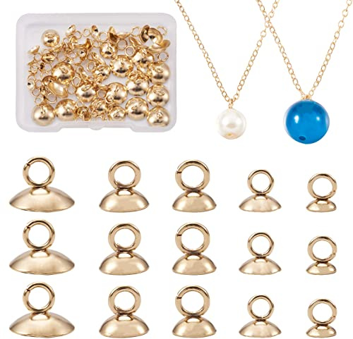 Craftdady 75pcs 4 ~ 10mm Oro Acciaio Inossidabile Perlina Cap Ciondolo Cauzioni per Globo Bottiglie di Vetro Copertura Della Bolla Ciondolo Non Forato Perline Gioielli Fare