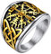 FaithHeart Viking Style Fingerring goldener Vegvisir Fingerring Retro Siegelring Kompass Ring mit Keltischer Knot Herren Männer Fingerring für Weihnachten Geburtstag