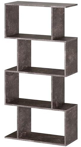 RICOO Standregal 140 x 70 x 30 cm Betonoptik Grau WM074-BG - Bücherregal aus Holzspannplatte, Wandregal für Büro, Schmales Kleines Regal