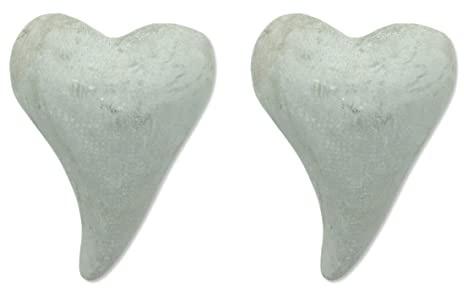 Beton Deko-Skulptur Herz 11 x 14cm grau 2 Stück Gartendeko Steinfigur Steinherz Trauerdekoration Grabschmuck