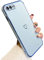 ZTOFERA Compatible with iPhone 7 Plus/iPhone 8 Plus Case for Girls Women, Flexible Silicone Protective Phone Case with Cute Love Heart Pattern Golden Edging Shockproof Bumper Cover, Sierra Blue