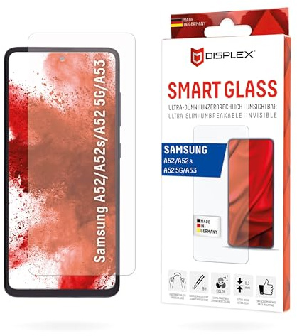 Displex Smart Glass (9H) für Samsung Galaxy A52/A52(s) 5G/A53 5G, Montagesticker, unzerbrechlich, ultra-dünn, unsichtbar