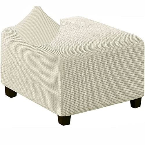 ZZDZW Ottomane Schonbezug Hockerbezug, Hocker Hussen für Quadratische Fußhocker, Stretch Bezug Ottomane Abdeckung Überzug Hocker Protector Waschbar Hockerabdeckung (Color : Beige, Size : M (62-76cm))