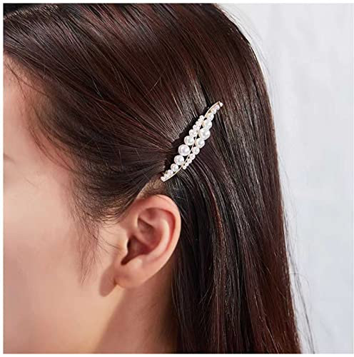 Cimenexe - Pinza para el pelo con perlas vintage, pasador para el pelo con hojas de perlas, horquillas para el pelo con perlas doradas, accesorios decorativos para el pelo, joyería para mujeres
