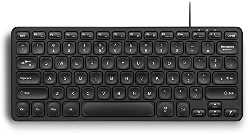 Perixx PERIBOARD-416 Wired Mini USB Keyboard with 4 Hubs - X Type Scissor Keys - Big Print Keys - Detachable USB-C/A Cable - US English…