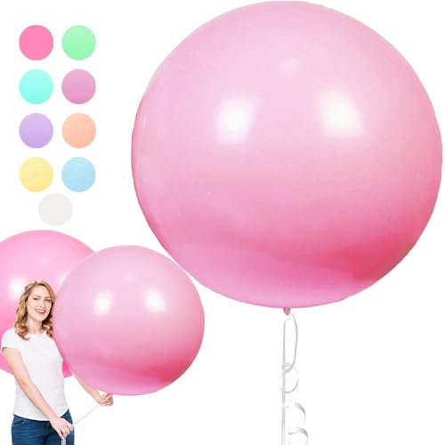 6 Stück Macaron Luftballons, 36 Zoll Rosa Luftballons Gross, Riesen Runde Luftballons, Luftballons XXL Groß, Latexballons Gross für Hochzeit Geburtstag TaufeFestival Kinder Party (90cm)