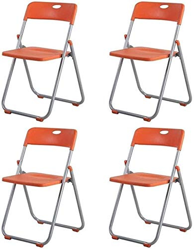 Sun Lounger Garden Chairs Foldable Deck Chair Folding Office Chair Set of 4, Plastic Training Seat Chair One-Piece Desk Meeting Chair (Color : Orange)