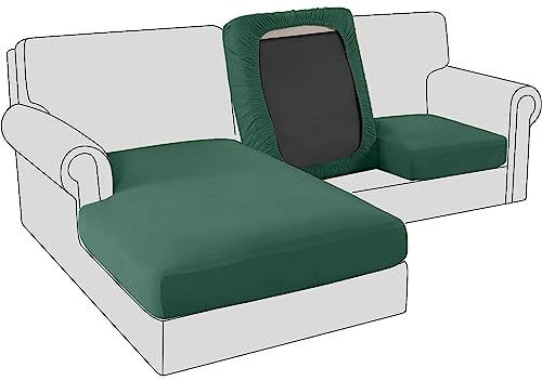 Sofa Sitzkissenbezug, Samt Stretch Bezug für Sofa Sitzkissen, Elastische Couchüberzüge, Sofasitzbezug Schonbezug Ersatz für einzelne Kissen (Großer 2-Sitzer,Dunkelgrün)