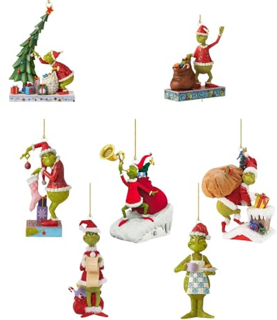 BEMITH 7pcs Gri-nch Weihnachtsschmuck, 2D Acryl-Anhänger, Grinchs-Weihnachtsbaumschmuck, Grinchs Hängende Ornament, Grinchs Willkommens Weihnachtsschmuck