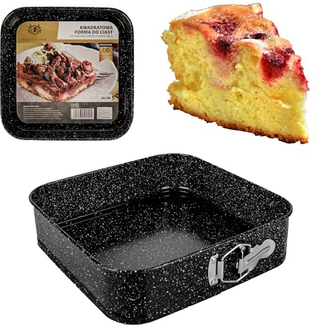 KARL HAUSMANN Moule a Charniere Carre - 24 cm - Moule à Gâteau Patisserie Antiadhésif - Fond Amovible Idéal pour Cheesecake - Moule à Manqué - Moules à Pâtisserie Carré - Moule a Gateau