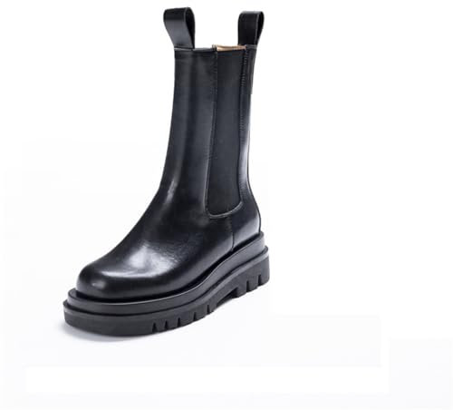 Stivali a Sigaretta in Pelle Morbida Donna Autunno e Inverno Fondo Spesso Stivali Lunghi Corti Stivali Cavaliere Chelsea Stivali Tacco Grosso Stivali in Pelle Tacco Alto