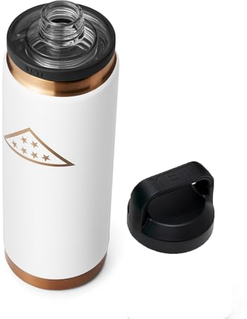 YETI Rambler 26 oz Bottle, Vacuum Insulated, Stainless Steel with Chug Cap, Folds of Honor - White