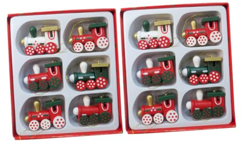 ABOOFAN 12st Weihnachten Weihnachtsbaumschmuck Hängende Weihnachtsdekoration Weihnachtsfeier Liefert Weihnachts-holzzug Gesetzt Holzzugverzierung Kind Hölzern Lokomotive Anhänger
