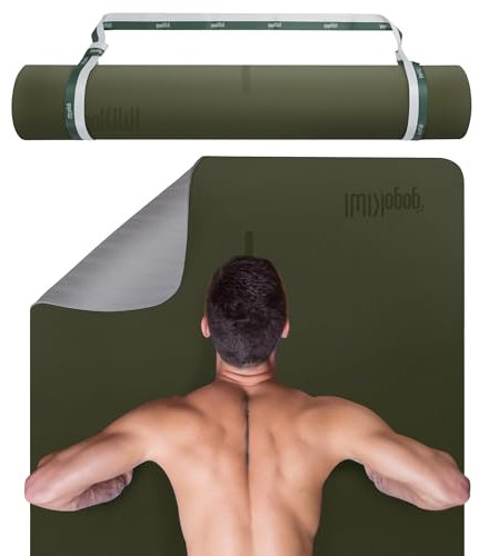 Gogokiwi Extra breite Yogamatte für Männer und Frauen, 183,9 cm L x 91,4 cm B, rutschfeste Fitness- und Übungsmatte mit Ausrichtungsmarkierungen für Yoga, Pilates, Bodentraining (Olivgrün, Standard