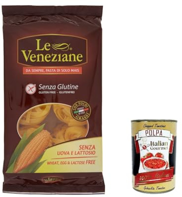 Italian Gourmet Pasta Tagliatelle Maispasta glutenfrei, 8 x 250g ohne Ei | Senza glutine, weizen- und laktosefrei; geeignet bei Zöliakie, Allergien, Gesamtnettogewicht 2 kg + Kostenlos Polpa 400g