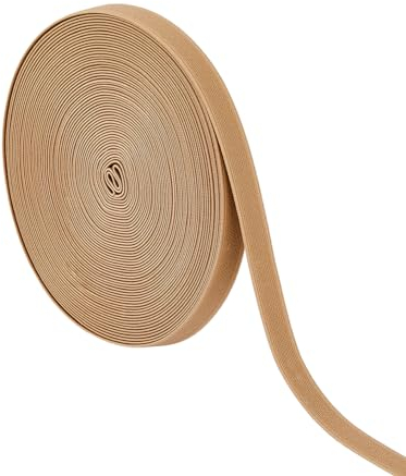 DICOSMETIC Bande Élastique Beige Pliable de 16 m Corde Élastique de 15.5 mm de Large Bande Tricotée en Polyester Ceinture de Couture pour Pantalons Jupes Loisirs Créatifs