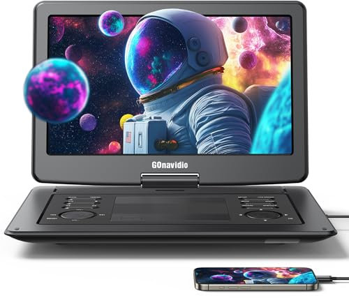 GOnavidio 17,9 DVD Portátil para Coche Niños con HDMI Pantalla Ancha de 16, Reproductor de DVD con Batería Recargable de 6 Horas, Soporta USB/SD, MP4, MKV