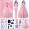 Miotlsy Dress Me Up Stickerbrush Aufkleber Model Dress Up Stickerbrush Cutie DIY Star zum Gestalten von Tanz-Outfits mit 16 Seiten zum Gestalten schicker Outfits, Malheft Stickerbogen