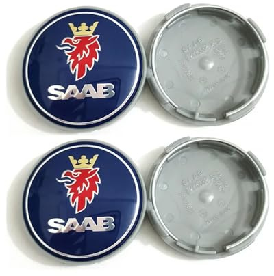 ztpato 4 Stück Radnabenkappen,Für SAAB 9 3 9 5 9-3 9-5 SAAB Emblem Badge 63mm Nabendeckel ABS Auto Radmittenabdeckung Wasserdicht Dekoration Abzeichen Zubehö Radteile,C-Blue
