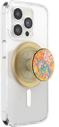 PopSockets Phone Grip for MagSafe with Kickstand, Magnetic Stand, Swappable Top, Secure Hold for iPhone MagSafe Cases, Phone & Tablet Grip - Enamel Gaudy Gold