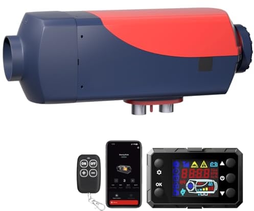 2KW Diesel Heater, 12V Diesel Air Heater Portable with Bluetooth Remote Control and Smart APP, Parking Heaters Automatic Adjustment,10L Fuel Tank for for Car, Truck, Boat, RV,Campers
