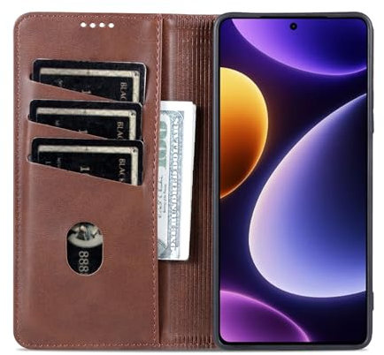 PhyWhale Luxus Kunstleder Hülle Magnetverschluss Geldbörse Standfunktion Kartenhülle für Samsung Galaxy S23, Retro Business Stil Handyhülle - Burgundy