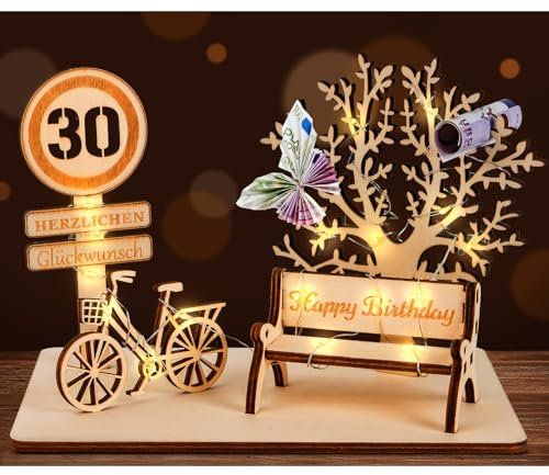 I LOVE MOM Geldgeschenk Geburtstag Holz, Fahrrad Geschenk, DIY Dreidimensionale Bäume Sitzbank Deko Zahlen für Geschenke, Hochzeiten, Partys, Geburtstage, Jubiläum (GYY-30)