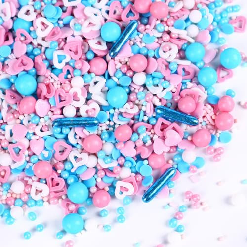 Sujoygar Essbare Einhorn Streusel 130G, Blau, Rosa Streusel für Kuchen, Cupcakes and Plätzchen, Süße Persönlichkeiten Zuckerstreusel für Hochzeiten und Party Kuchendekorationen