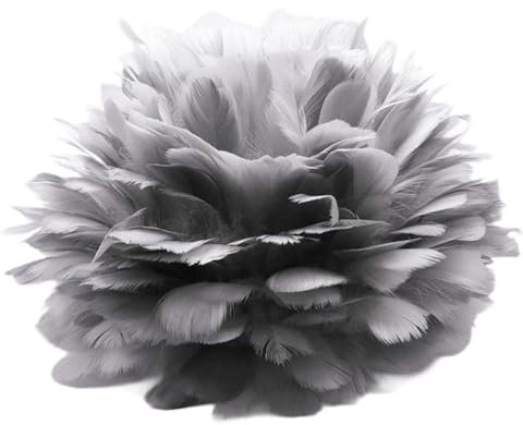 Colcolo Lampenschirm für Deckenlampe mit künstlichen Federn, Grau