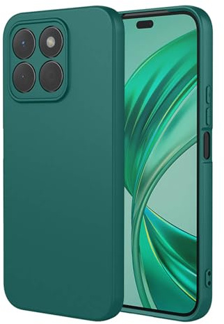 ILING Cover per HONOR X7c / HONOR 200 Smart 5G, Semplice Tinta Unita Retro Morbido Liquido Silicone TPU Bumper Antiurto Custodia Ultrasottile Matte Elegante Donna Case Cover (Verde scuro)