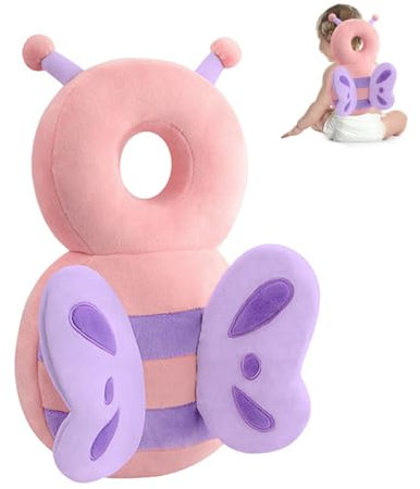 UK Baby Head Protector beeBaby Head Protector Backpack, Toddler Toddler Head Protector, Toddler Head Protector Padded Backpack Elasticated Carrier Wear (Pink Butterfly)